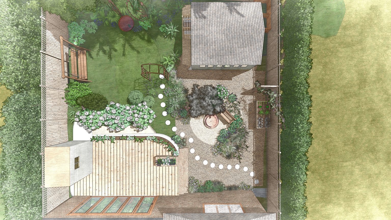 Studio Hummingbird | Project Prairie Garden Sketch from birdsview