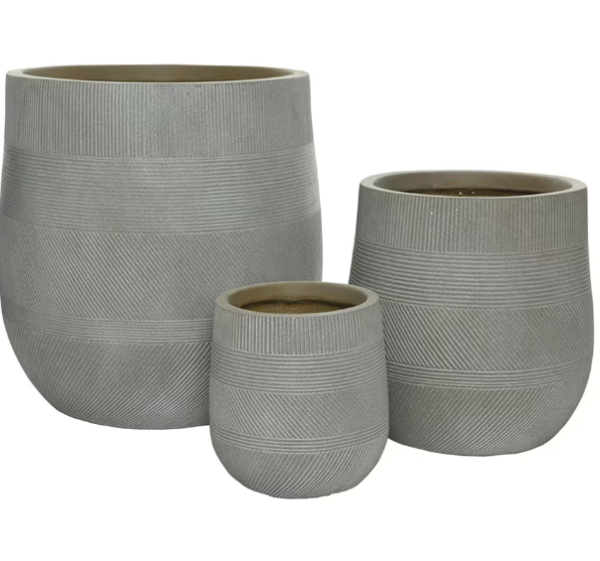 set of 3 textured pots by Crocus