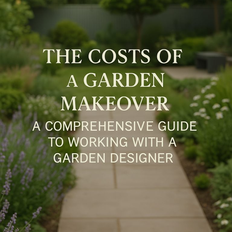 Cover page for the post about costs for a garden transformation.