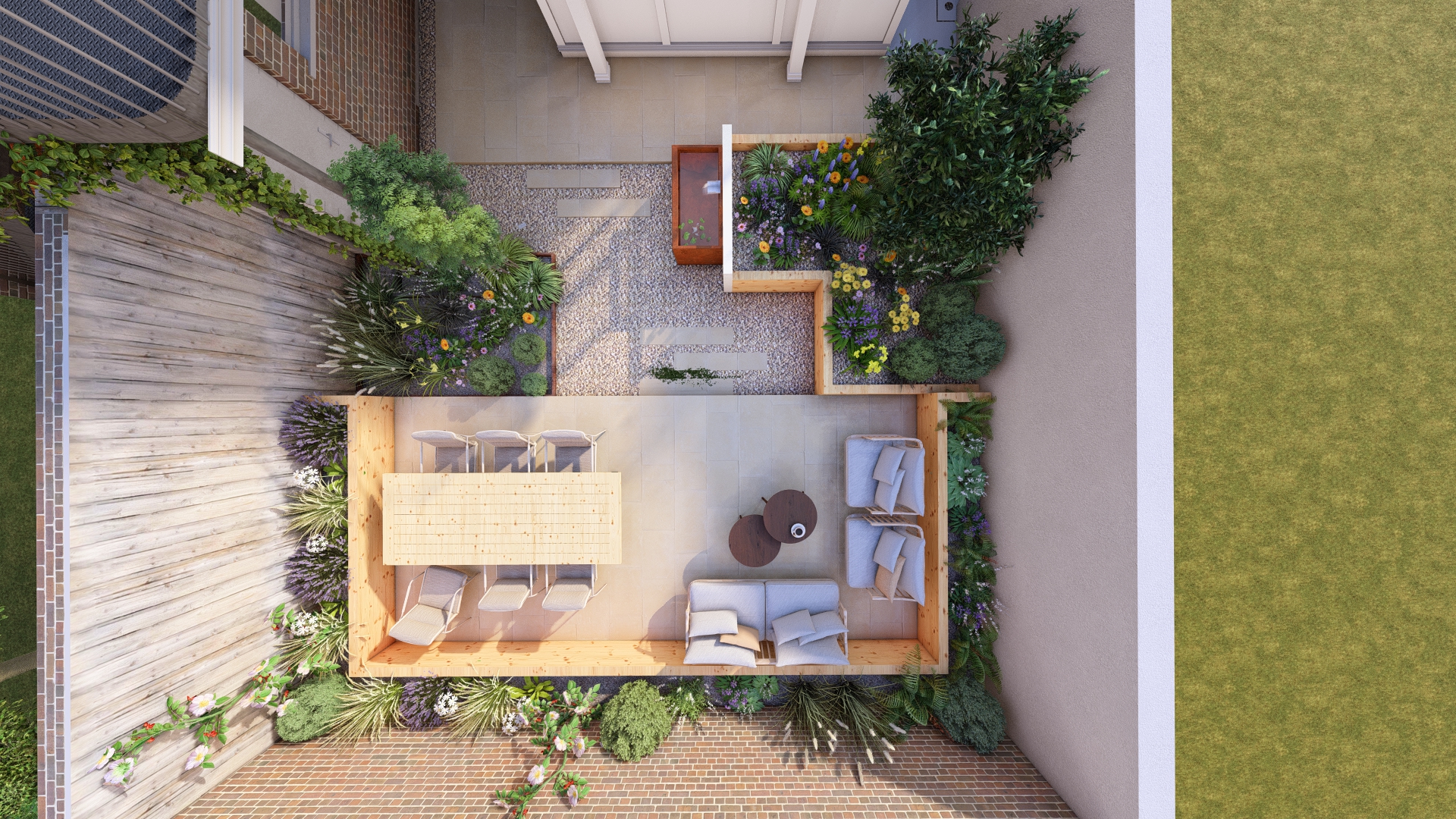 Bird's eye view of garden design — Worthing