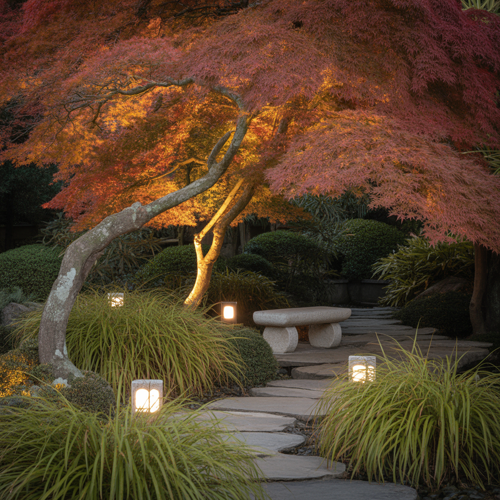 Acer uplighting Autumn Garden Design Lighting