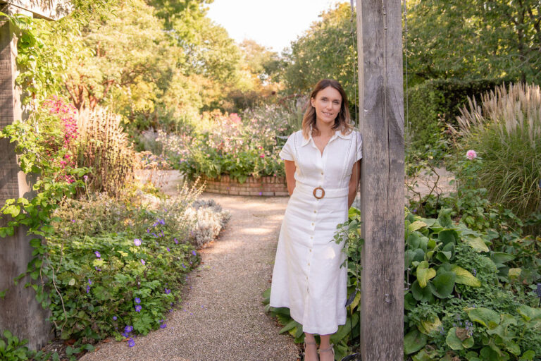 Garden Designer Victoria Rumens in a garden in Sussex