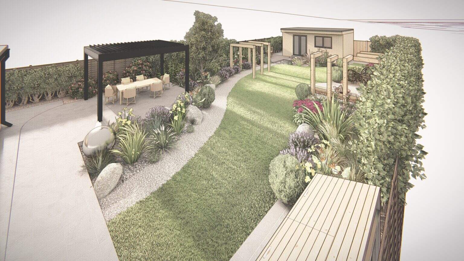 A sketch of a concept garden design.